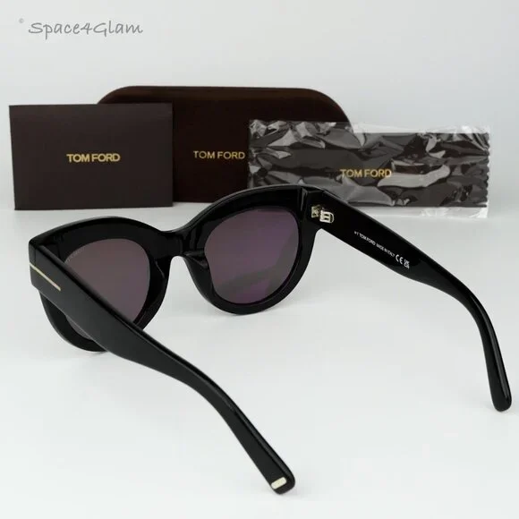 Tom Ford Women Sunglasses Black Smoke Mirror Cat Eye FT1063/S LUCILLA 01C NEW
